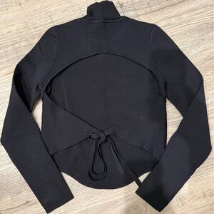 Zara Black Long Sleeve Cutout Back Crop Top